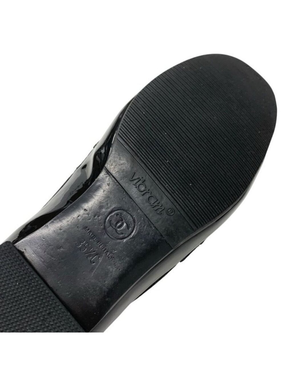 Chanel Loafer Leather Shoes Enamel Black Gold Coco Mark - Picture 8 of 10